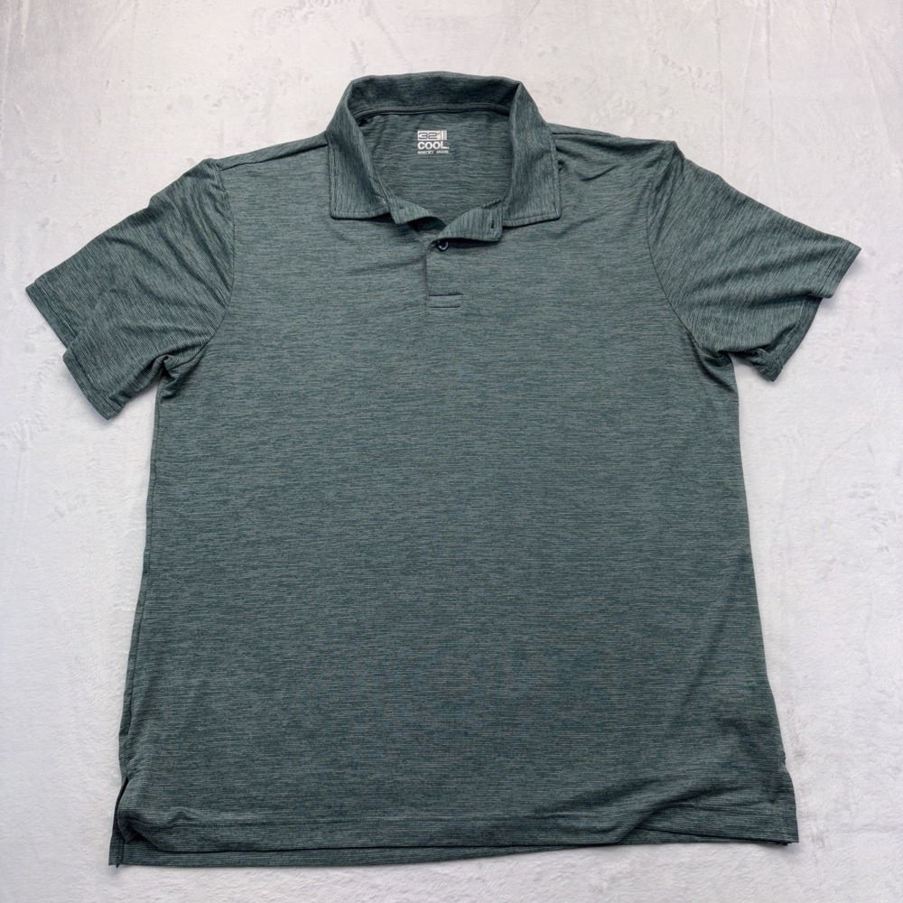 32 Degrees Cool Shirt Men's X-Large Heather Green Polo Short-Sleeve Athleisure